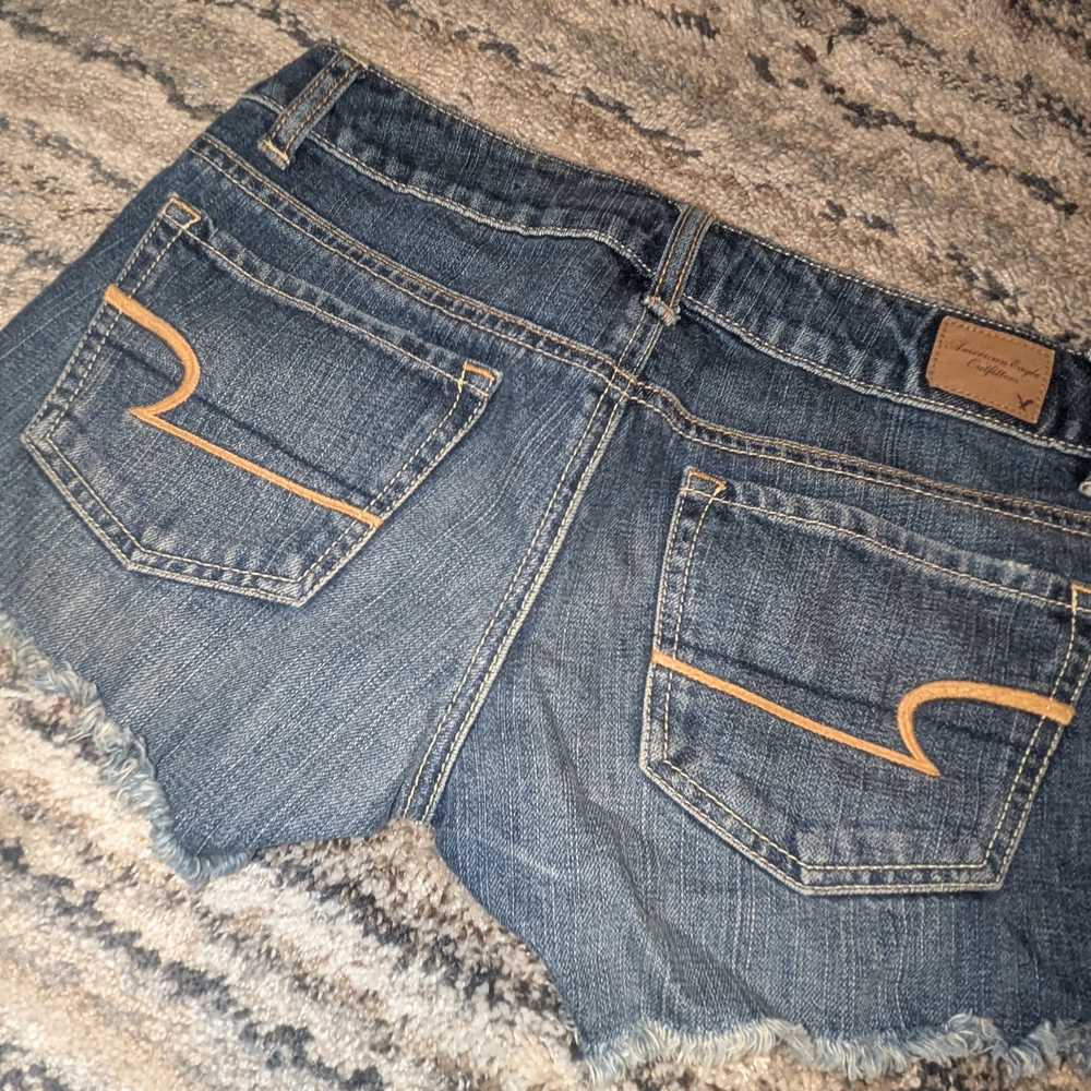 American Eagle Outfitters Distressed Denim Jean Shorts - Blue - Picture 2 of 5